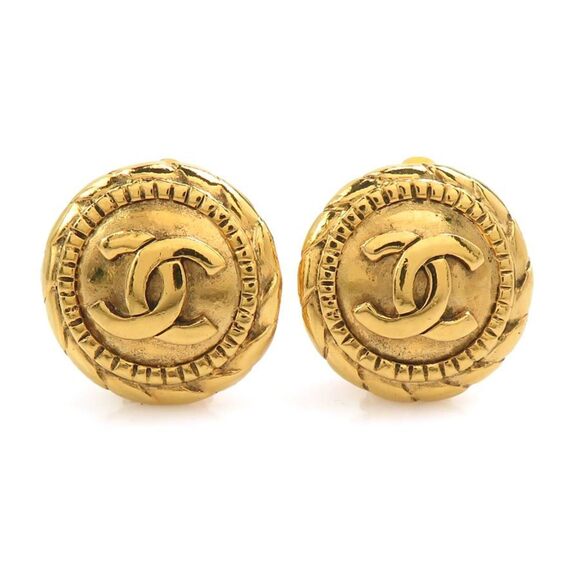 CHANEL Coco Mark Metal Gold Earrings for Women e61340i